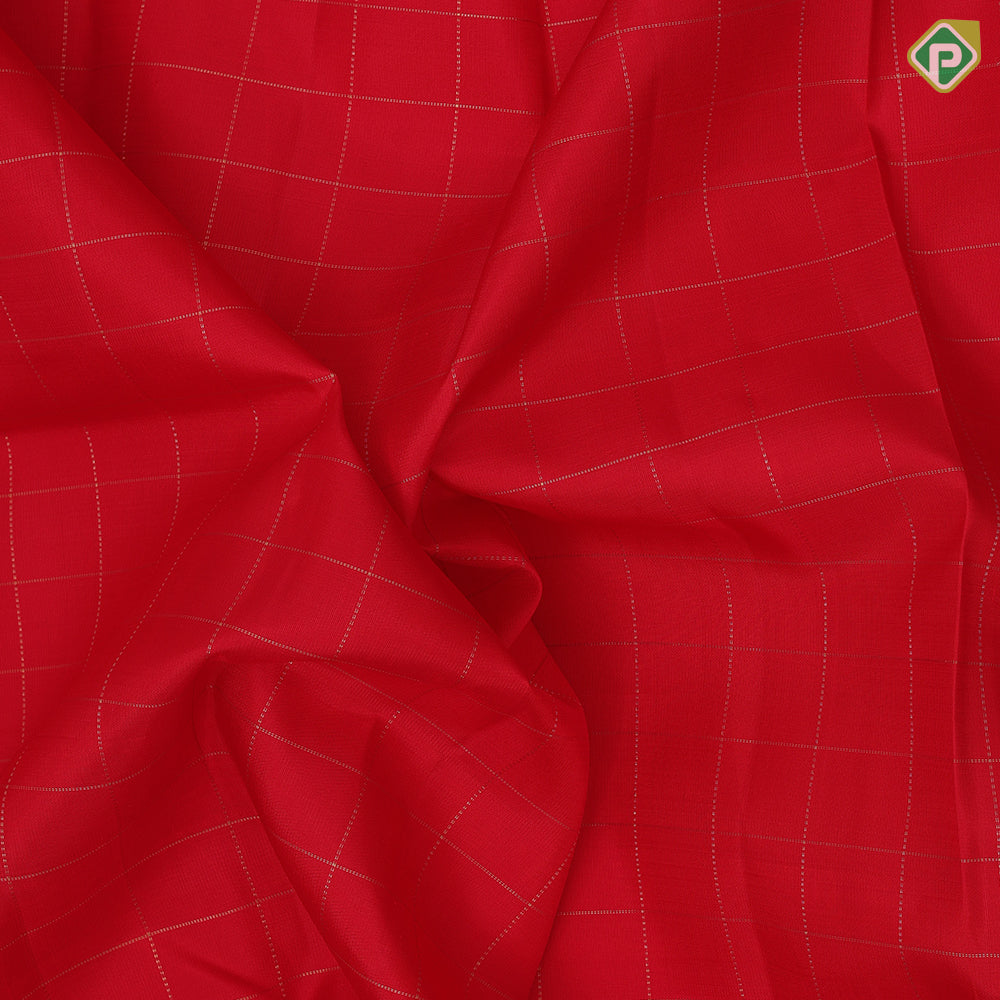 Tomato red gold zari vairaoosi checks kattam design borderless contemporary vintage silk saree