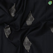 Black silver gold zari classis art symbol butta self silver gold zari rangoli divided plain border soft silk saree