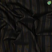 Luxury black gold zari zig zag stripes design borderless traditional silk saree