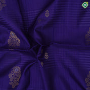 Purple blue gold zari flower bunch design contrast pallu and gold zari border soft silk saree