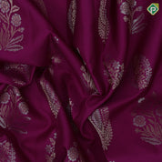 Magenta Gold Silver Zari Flower Manga Design Self Colour Floral Border Design Trendy Silk Saree