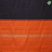 Black Colour Gold Zari Checked Design Border Less Luxury Black Silk Saree