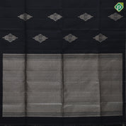Black silver gold zari classis art symbol butta self silver gold zari rangoli divided plain border soft silk saree