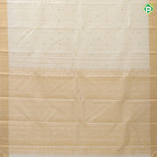 Milk white gold zari flower and coin butta design self gold zari bavanji border traditional silk saree