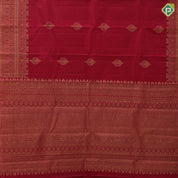 Maroon red gold zari fancy leaf design self gold mango butta turning border gift silk saree