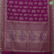 Magenta Gold Silver Zari Flower Manga Design Self Colour Floral Border Design Trendy Silk Saree