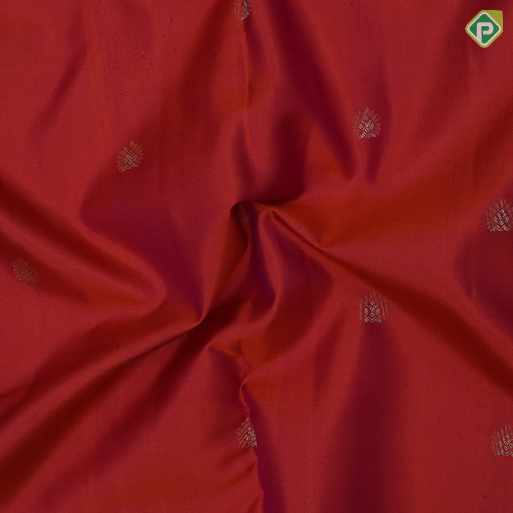 Pinkish Orange thread fancy butta design self thread work border traditional silk saree