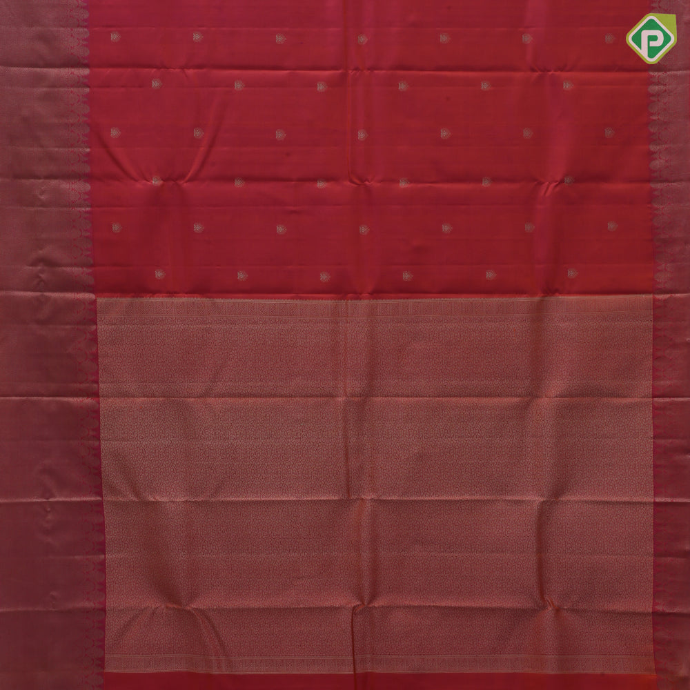 Pinkish Orange thread fancy butta design self thread work border traditional silk saree