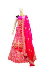 Rani Pink Grand Stone Work Gagra Choli Fancy Lehanga