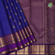 Robin blue gold zari mango butta purple gold zari peacock bentex border koorai silk saree