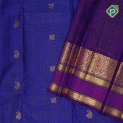 Robin blue gold zari mango butta purple gold zari peacock bentex border koorai silk saree