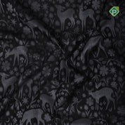 Luxury black grey silk thread wild effect design contrast red gold zari zig zag border trendy designer silk saree