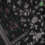 Luxury black multi color meena work design Self silver zari edge border trendy designer silk saree