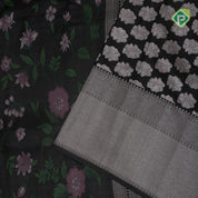 Luxury black multi color meena work design Self silver zari edge border trendy designer silk saree