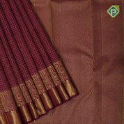 Magenta gold zari dot lines design self gold zari double design border Koorai silk saree