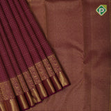 Magenta gold zari dot lines design self gold zari double design border Koorai silk saree