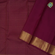 Magenta gold zari dot lines design self gold zari double design border Koorai silk saree