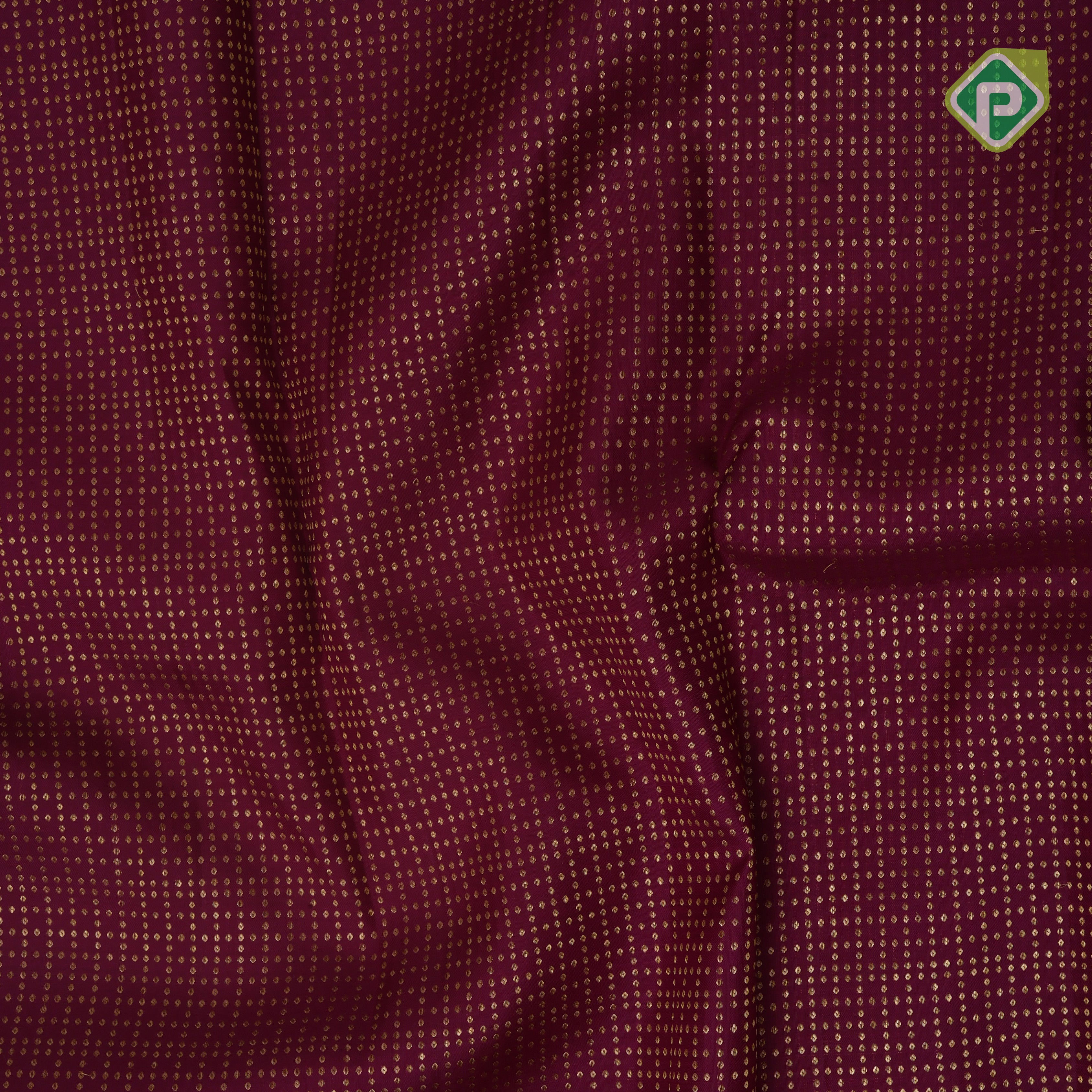 Magenta gold zari dot lines design self gold zari double design border Koorai silk saree
