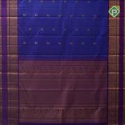 Robin blue gold zari mango butta purple gold zari peacock bentex border koorai silk saree