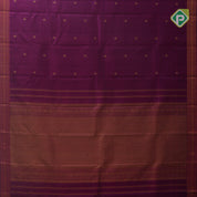 Magenta gold zari dot lines design self gold zari double design border Koorai silk saree
