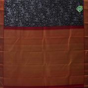 Luxury black grey silk thread wild effect design contrast red gold zari zig zag border trendy designer silk saree