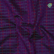 Purple base green thread checks and butta design double color gold zari border silk cotton saree