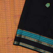 peach orange base thread checks and butta design double color gold zari border silk cotton saree
