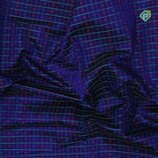 Blue base thread checks and butta design double color gold zari border silk cotton saree