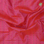Pink base thread checks and butta design double color gold zari border silk cotton saree