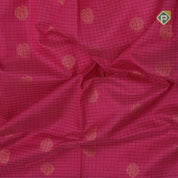 Pink gold zari mayil rudraksham butta checked grand pallu design Dark brown border silk cotton saree