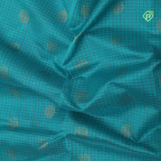 Sea green gold zari mayil rudraksham butta checked grand pallu design contrast border silk cotton saree