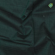 Deep green White micro checks grand pallu design cream white gold zari border silk cotton saree