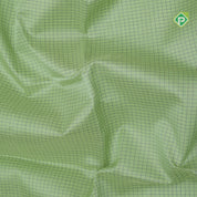 Mint green micro checks grand pallu design Bluish grey gold zari border silk cotton saree