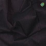 Dark violet White micro checks grand pallu design cream white gold zari border silk cotton saree