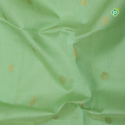 Pista green butta design red grand pallu concept rani red gold zari border silk cotton saree