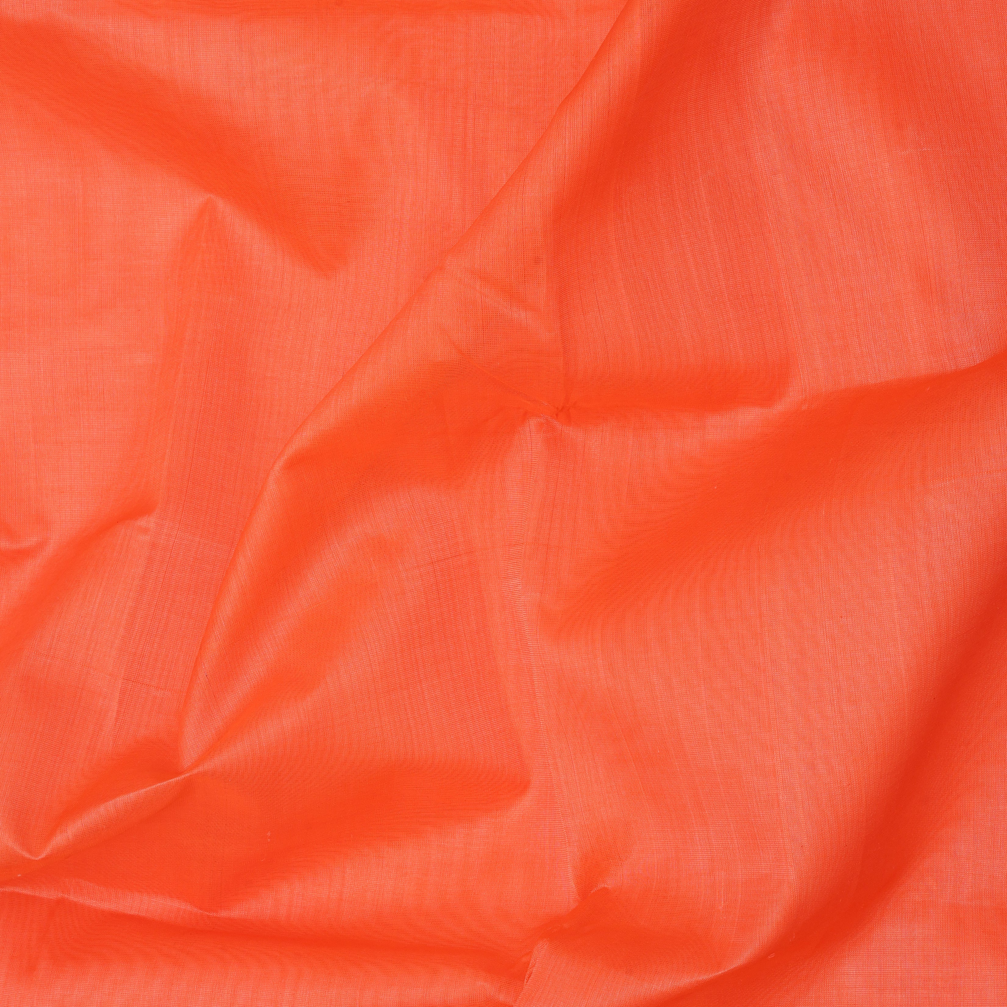 orange plain contrast red grand pallu concept rani pink gold zari thread mango lines silk cotton saree