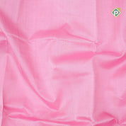 Pale pink plain contrast red grand pallu concept rani pink gold zari thread lines silk cotton saree