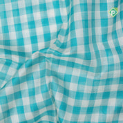 Rama green with cream white checks design grand pallu design rani pink gold zari border silk cotton saree