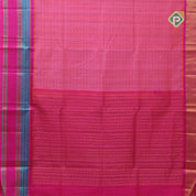 Pink base thread checks and butta design double color gold zari border silk cotton saree