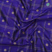 Indigo blue gold zari double check flower butta Red gold zari pythonic border banaras style silk saree