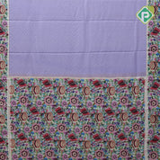 Lavender gold zari vairaoosi checkered contrast cream white floral digital print border silk saree