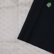 Cream white gold zari star butta tissue weaving contrast black pythonic border banaras tissue silk saree