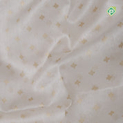 Cream white gold zari star butta tissue weaving contrast black pythonic border banaras tissue silk saree