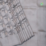 Grey zari by zari jaal full body design self border banaras tissue silk silk saree