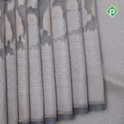 Grey zari by zari jaal full body design self border banaras tissue silk silk saree