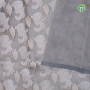 Grey zari by zari jaal full body design self border banaras tissue silk silk saree