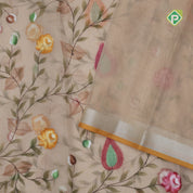 Gold zari by zari tissue muti color digital painting meena work silver zari edge border banaras silk saree