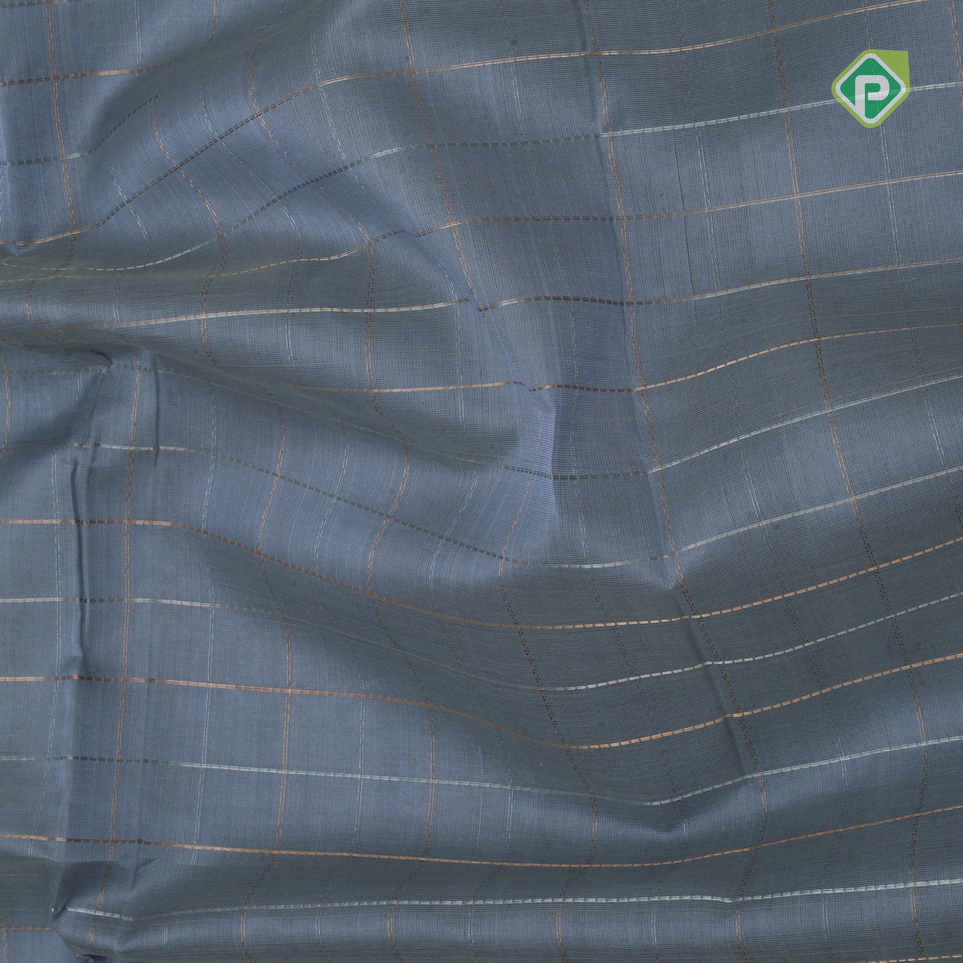 Ash grey multi color zari checks contrast manthulir green zari border kuppadam silk cotton saree