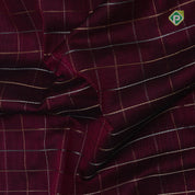 Dark pink multi color zari checks Contrast green gold zari border kuppadam silk saree