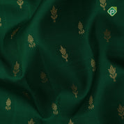 Forest green gold zari fancy flower buds butta contrast soft pink gold zari meena work double border Traditional Silk saree